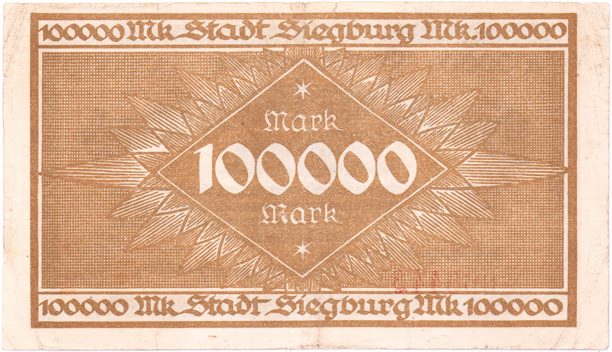 100 000 марок 1923 Stadt Siegburg