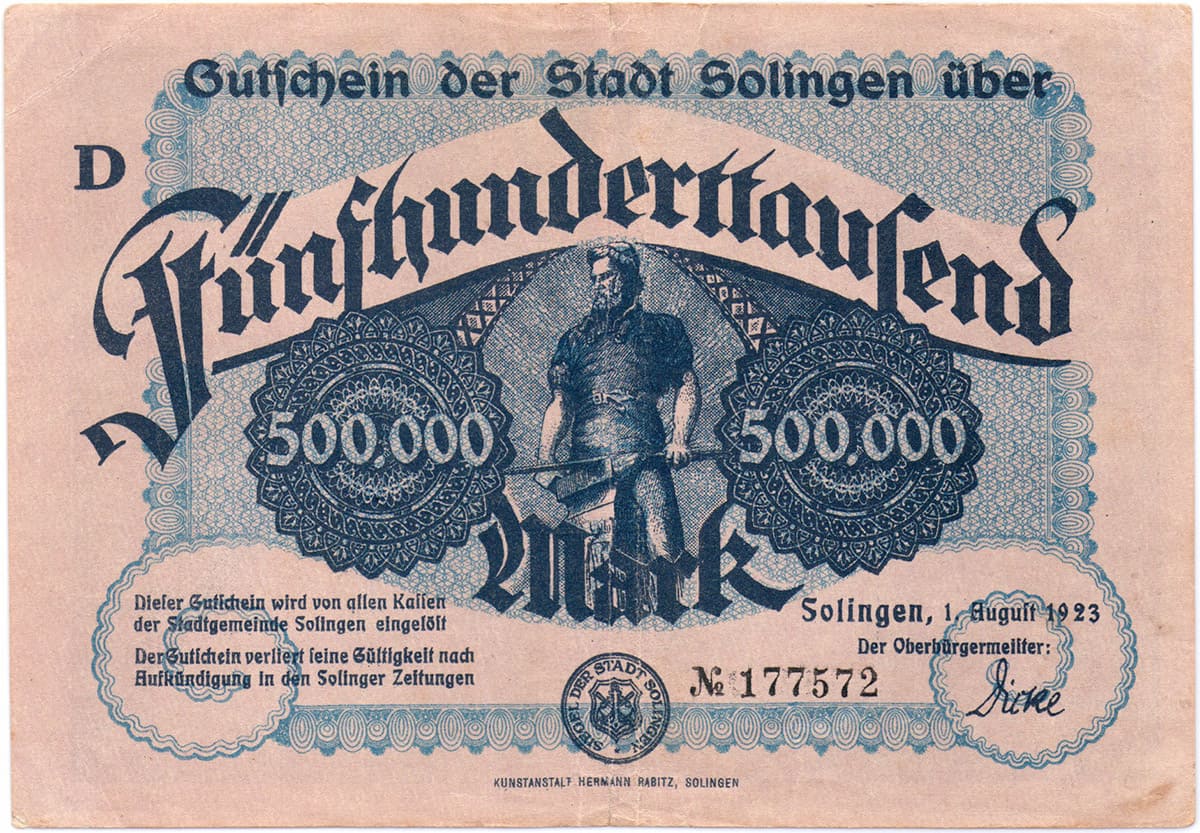 500 000 марок 1923 Stadt Solingen