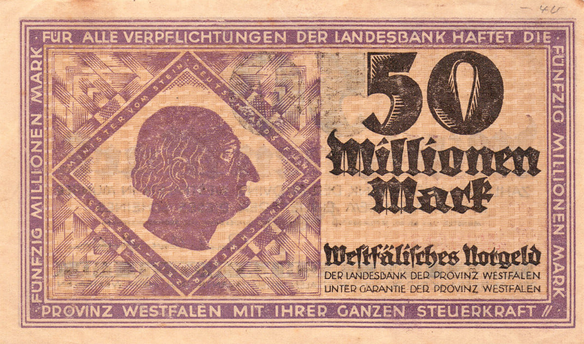 50 000 000 марок 1923 Landesbank der Provinz Westfalen in Munster