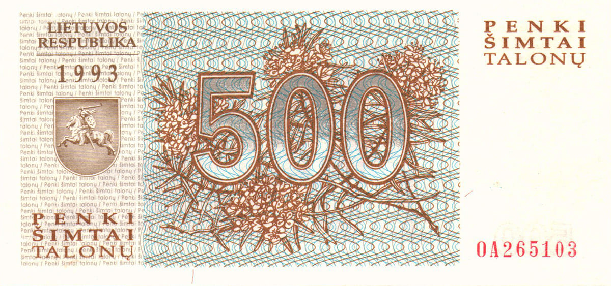 500 талонов 1993. Литва